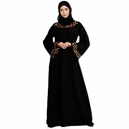 Classic abaya with embroidery work- Black Classic abaya with embroidery work- Black